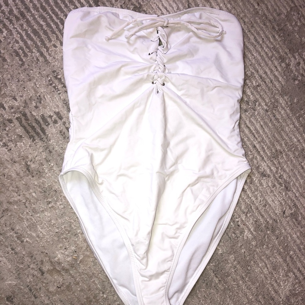Lace up one piece swimsuit